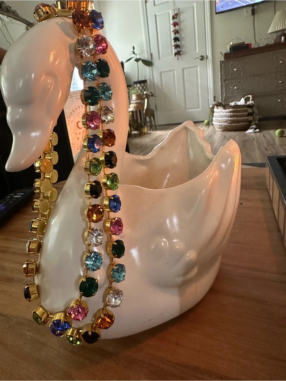 Swarovski Multicolor Crystal Tennis Necklace in Gold 15” or open 30”
